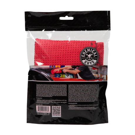 Chemical Guys Waffle Weave Glass And Window Microfiber Towel Red 24" X 16"