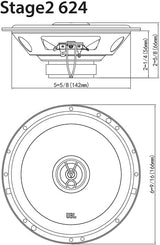 JBL STAGE2 624 - 6.5" 2-Way Coaxial Speakers 480W Total Power