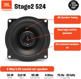 JBL STAGE2 524 - 5.25" 2 Way Coaxial Speakers 420W Total Power
