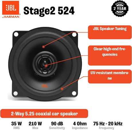 JBL STAGE2 524 - 5.25" 2 Way Coaxial Speakers 420W Total Power