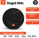 JBL STAGE2 604C - 6.5"2-Way Component Speakers 540W Total Power