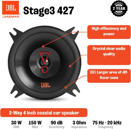 JBL STAGE3 427 - 4" 2-Way Coaxial Speaker 300W Total Power