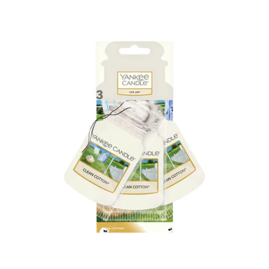 Yankee Candle Car Jar Bonus 3pk Hanging Air Freshener Clean Cotton