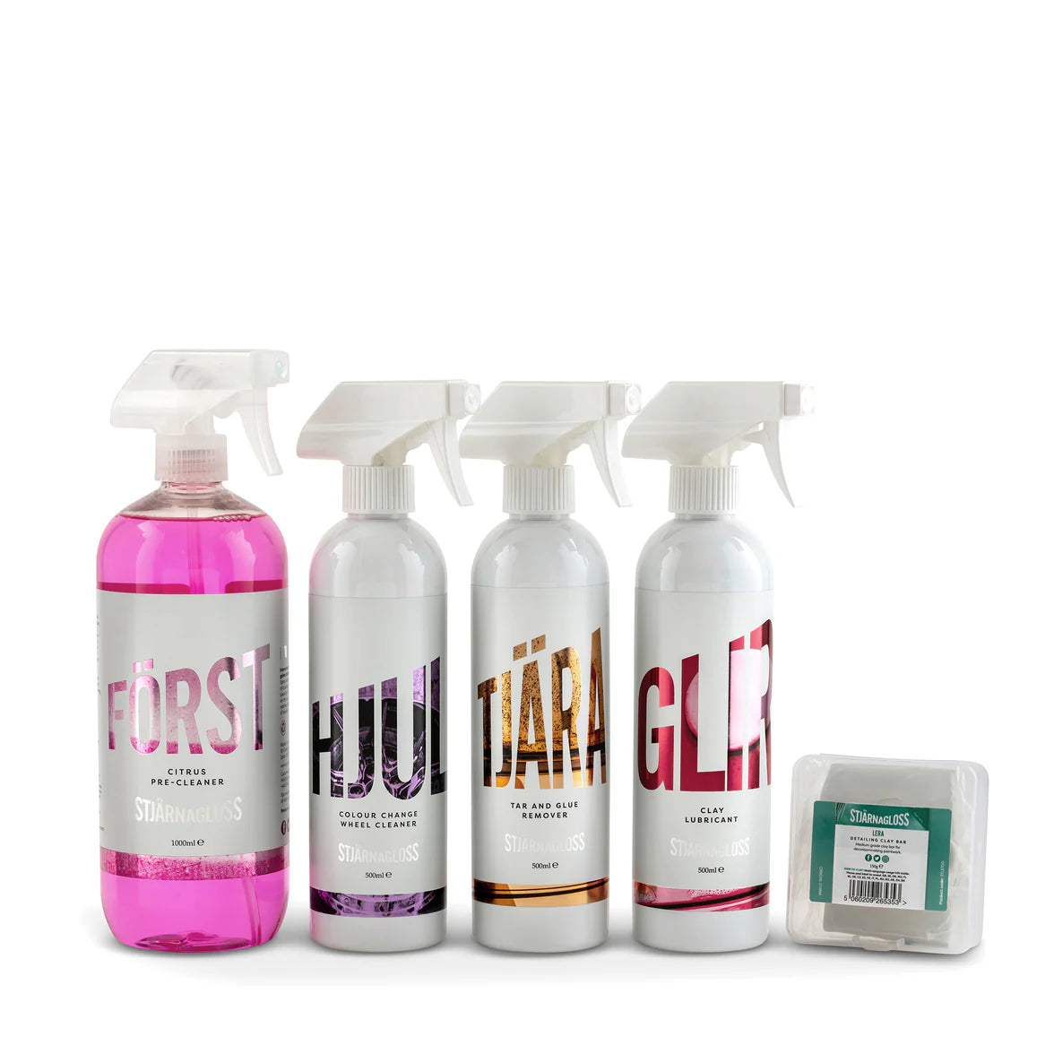 Stjarnagloss Decon Car Detailing Kit - TFR, Tar Remover, Wheel Cleaner, and Clay Kit