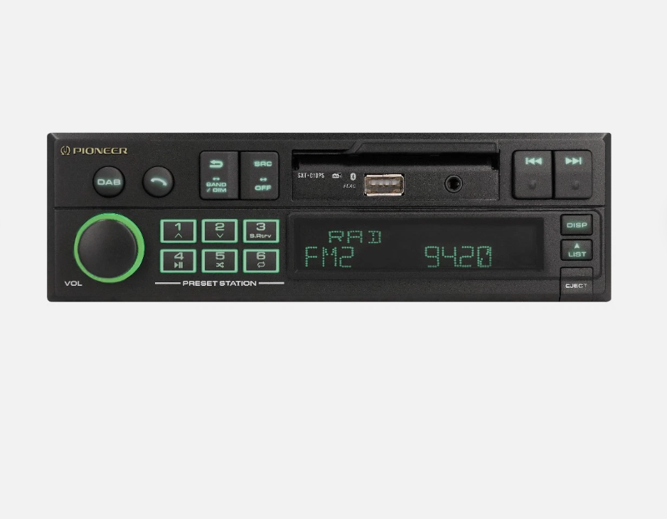 Pioneer SXT-C10PS - Retro Tape Deck Style Bluetooth DAB+ USB Aux Tuner Car Stereo