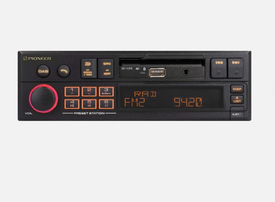 Pioneer SXT-C10PS - Retro Tape Deck Style Bluetooth DAB+ USB Aux Tuner Car Stereo